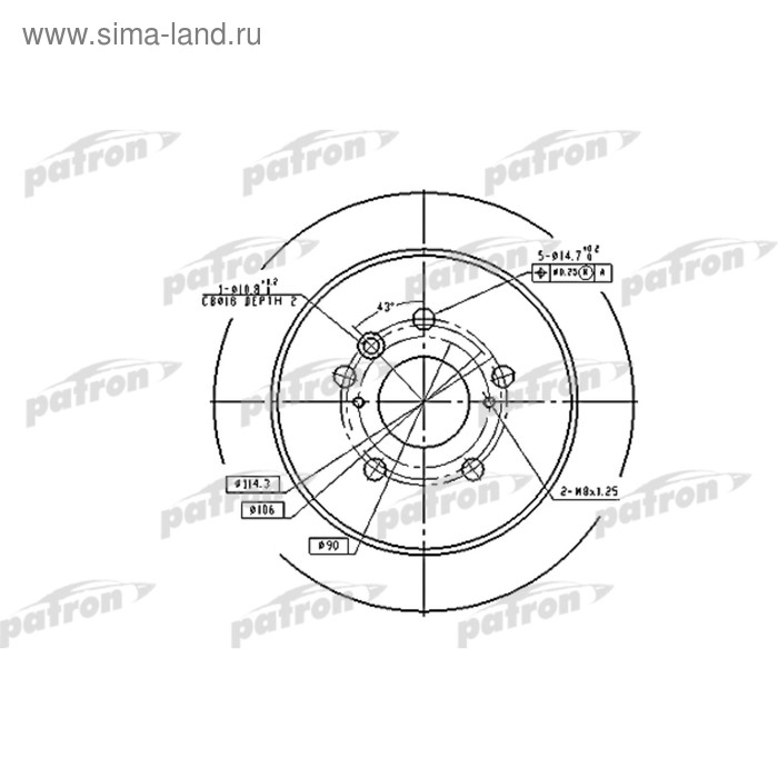 фото Диск тормозной patron pbd7257