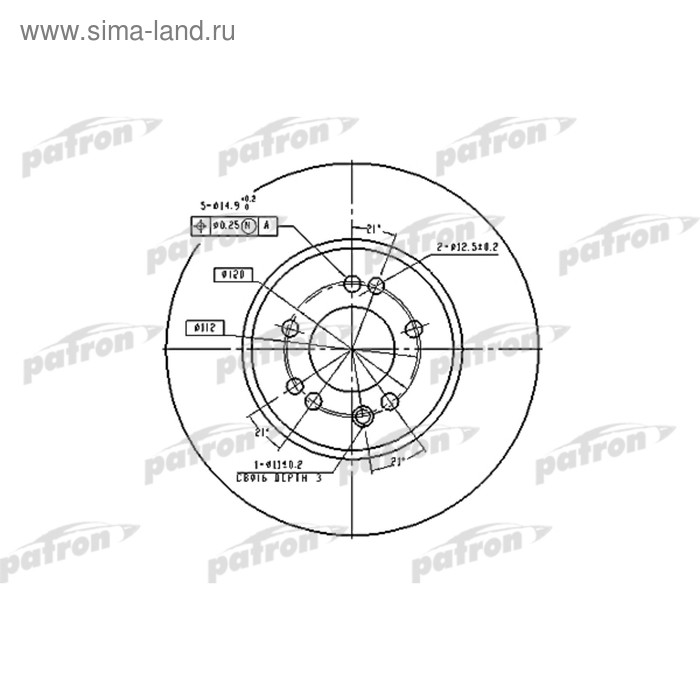 фото Диск тормозной patron pbd1585