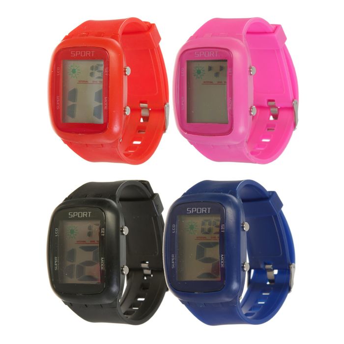 Часы наручные женские, электронные,сил. ремешке, циферблат прямоугольник,микс