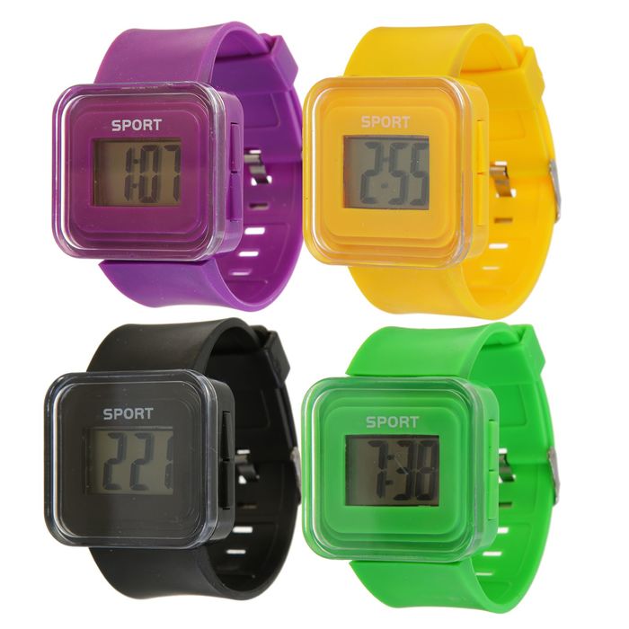 Часы наручные женские, электронные,сил. ремешке, циферблат квадратный 1,5х2,5см микс