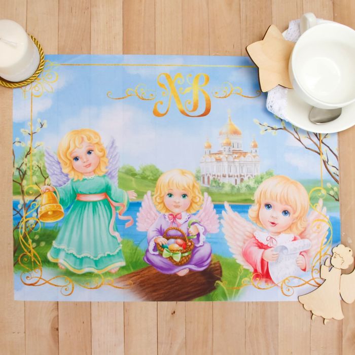 Салфетка на стол "Ангелочки" 30*40 см, 100% п/э, оксфорд 420 г/м2