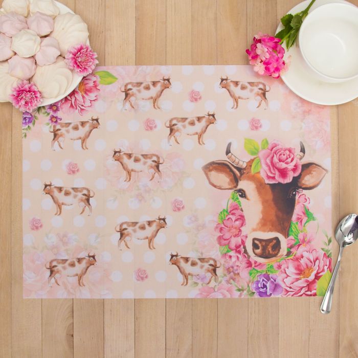 Салфетка на стол "Коровка" 30*40 см, 100% п/э, оксфорд 420 г/м4