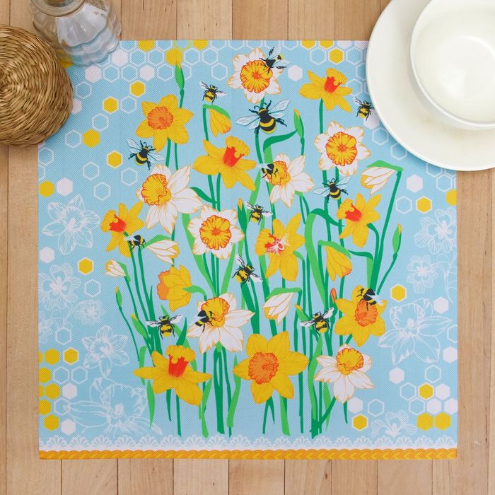 Салфетка на стол "Нарциссы" 30*30 см, 100% п/э, оксфорд 420 г/м2