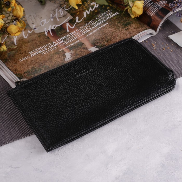 Кошелёк женский, 1 отдел на молнии, для карт на кнопке, цвет чёрный