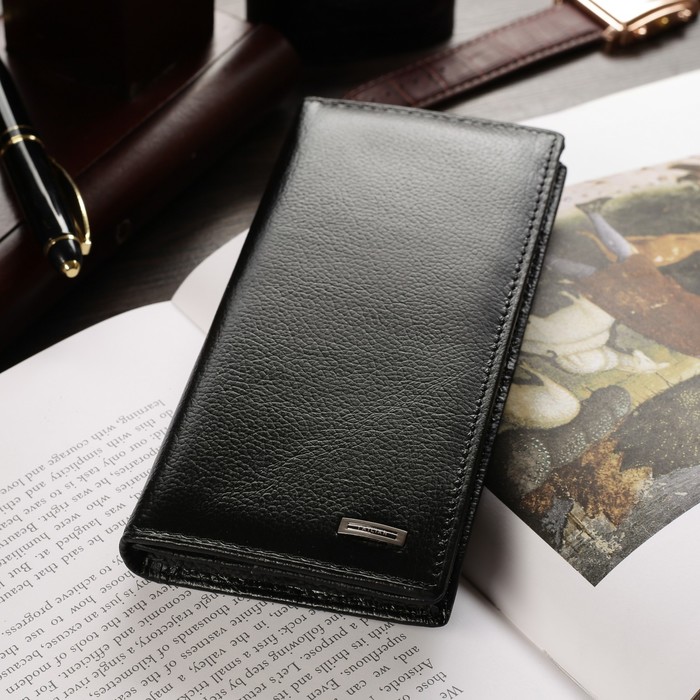 Портмоне мужское, 4 отдела, для карт, цвет чёрный