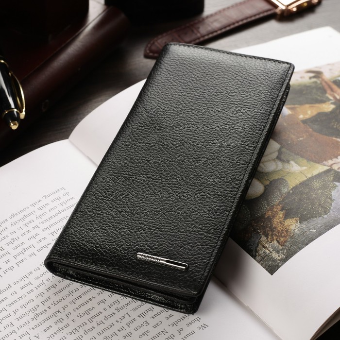 Портмоне мужское, 4 отдела, для карт, цвет чёрный