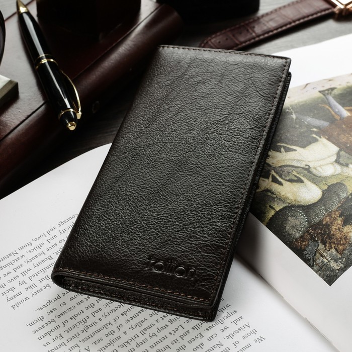 Портмоне мужское, 4 отдела, для карт, цвет кофе