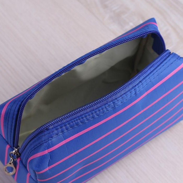 Косметичка дорожная «Полосы», 1 отдел на молнии, цвет синий
