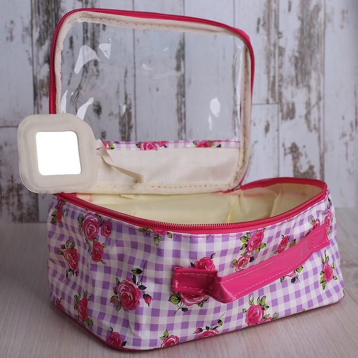 Косметичка-сундук «Розы», отдел на молнии, цвет фиолетовый