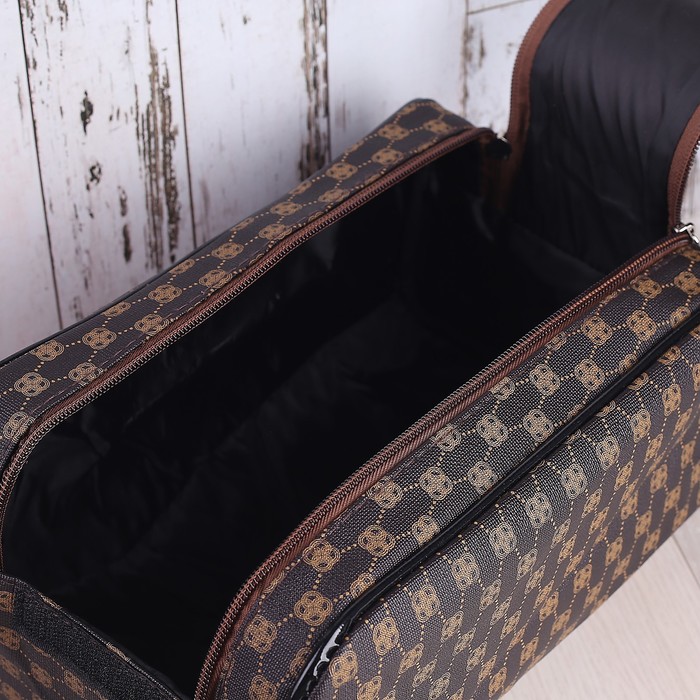 Косметичка дорожная «Цепь» , 1 отдел на 2 молниях, с ручкой, цвет коричневый