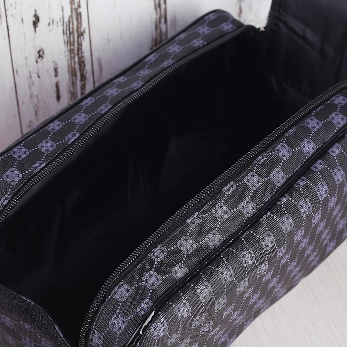 Косметичка дорожная «Цепь» , 1 отдел на 2 молниях, с ручкой, цвет чёрный