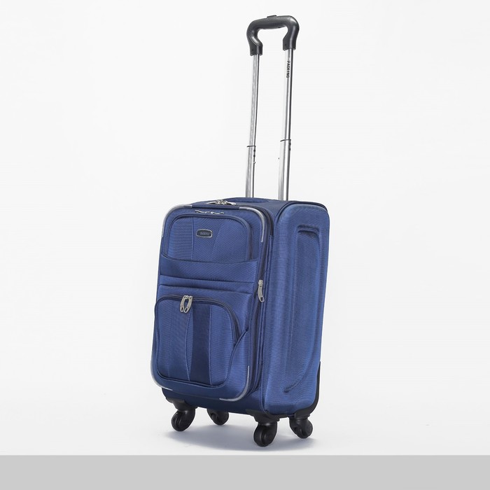 Чемодан малый с расширением, 20", 40 л, 1 отдел, 2 наружных кармана, 4 колеса, цвет синий