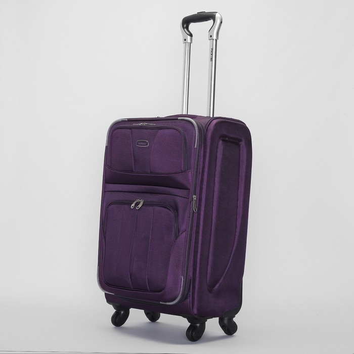 Чемодан средний с расширением, 24", 64 л, 1 отдел, 2 наружных кармана, 4 колеса, кодовый замок, цвет сиреневый