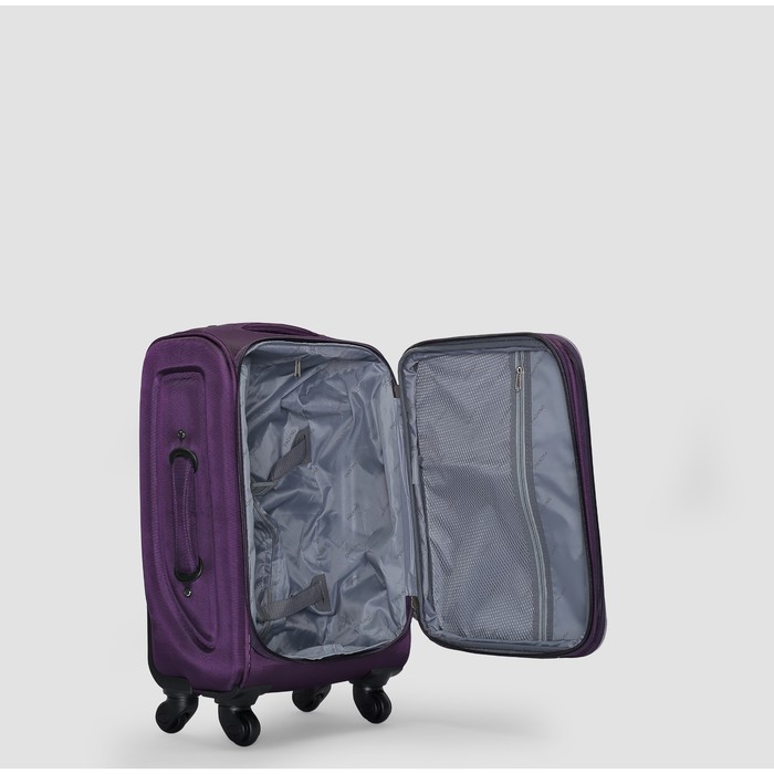 Чемодан малый с расширением, 20", 40 л, 1 отдел, 2 наружных кармана, 4 колеса, цвет сиреневый