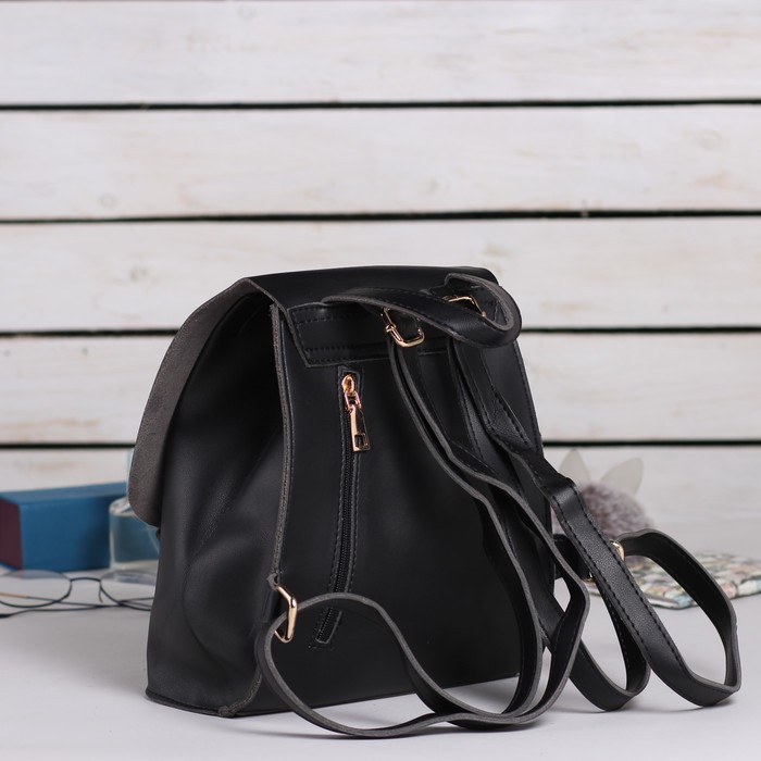 Рюкзак молодёжный, отдел на кнопке, наружный карман, цвет чёрный