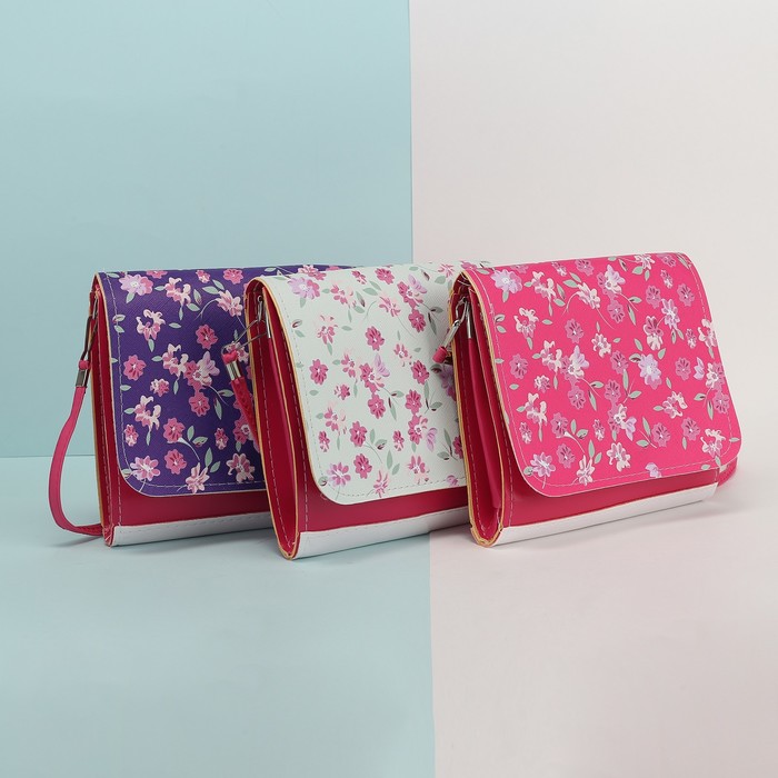 Сумка детская «Цветы», 2 отдела на клапане, МИКС розовый