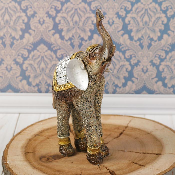 Сувенир полистоун "Слон на длинных ногах с мозаичной попоной" 18х7,5х5,5 см