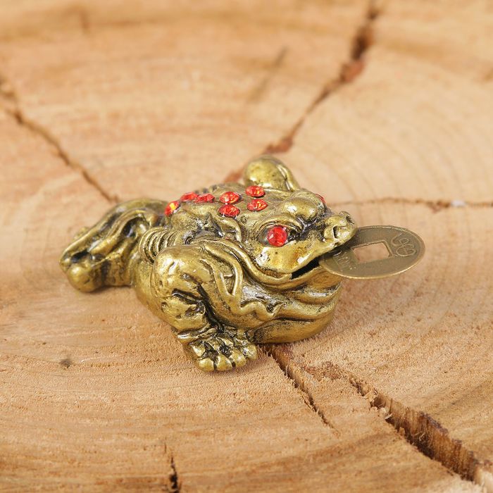 Нэцкэ полистоун "Денежная жаба" бронза 4х2х3,3 см