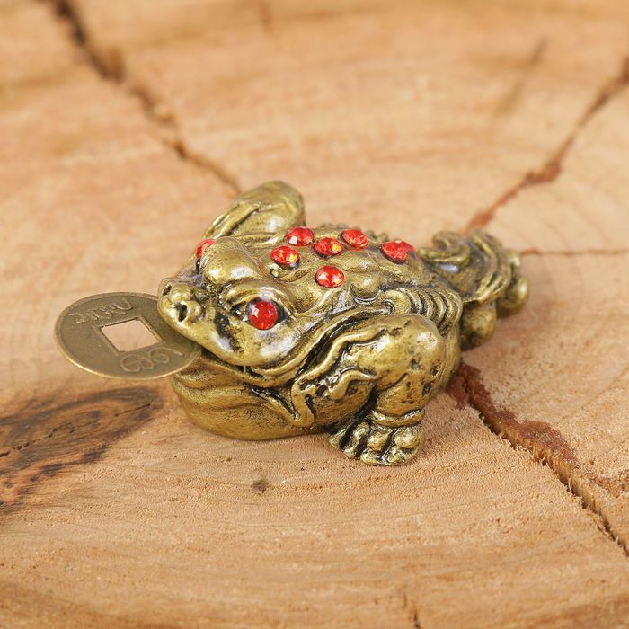 Нэцкэ полистоун "Денежная жаба" бронза 4х2х3,3 см