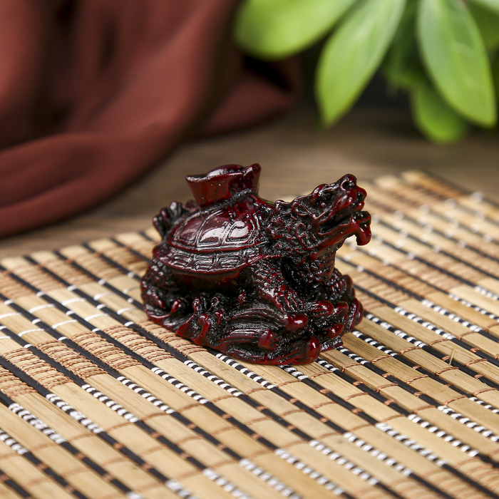 Нэцкэ полистоун "Драконочерепаха со слитком золота" 3,2х5,5х3,5 см