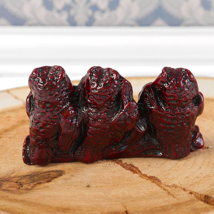 Нэцкэ полистоун "Совы: не вижу, не слышу, не скажу" бронза 4,6х8х2,3 см