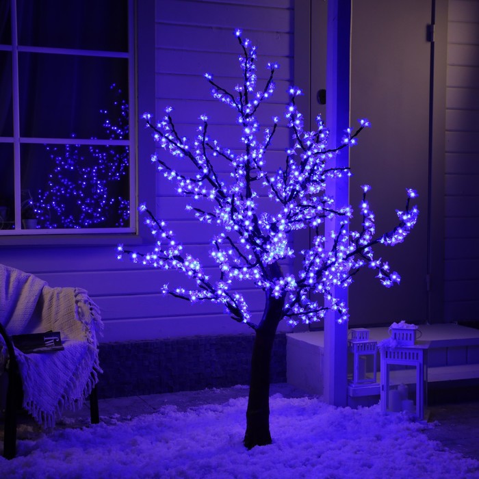 Светодиодное дерево «Сакура» 1.8 м, 768 LED, постоянное свечение, 220 В, свечение синее светодиодное дерево клён белый 1 8 м 350 led постоянное свечение 220 в свечение белое