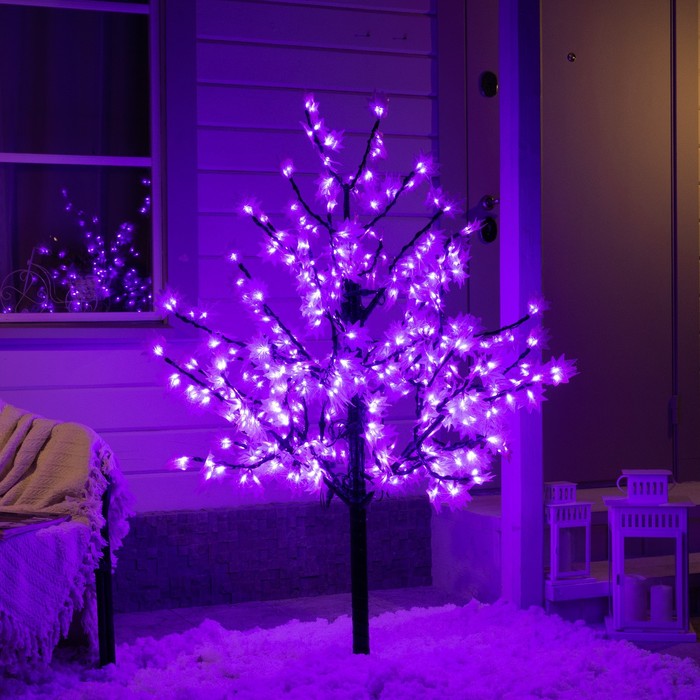 Светодиодное дерево «Фиолетовый клён» 1.5 м, 600 LED, постоянное свечение, 220 В, свечение белое светодиодное дерево шарики 1 3 м 180 led постоянное свечение 220 в свечение тёплое белое