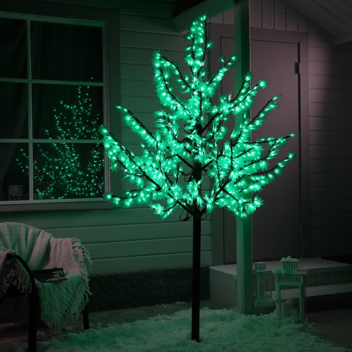 Светодиодное дерево «Зелёный клён» 2 м, 900 LED, постоянное свечение, 220 В, свечение белое светодиодное дерево плакучая ива 2 5 м 1728 led постоянное свечение 220 в свечение зелёное