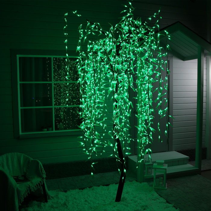 Светодиодное дерево «Плакучая ива» 2.5 м, 1728 LED, постоянное свечение, 220 В, свечение зелёное светодиодное дерево сакура 1 5 м 540 led постоянное свечение 220 в свечение белое