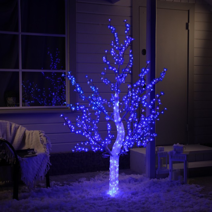 Светодиодное дерево «Акриловое» 1.8 м, 768 LED, постоянное свечение, 220 В, свечение синее светодиодное дерево плакучая ива 2 5 м 1728 led постоянное свечение 220 в свечение зелёное