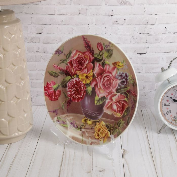 Тарелка декоративная керамика "Ваза с цветами" МИКС 2х20,5х20,5 см