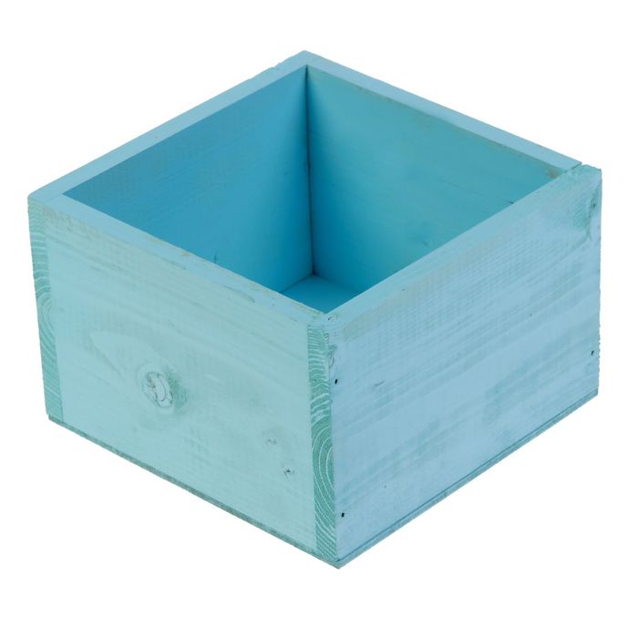 Ящик 15 х 15 см, голубой с мелованной вставкой 8 х 13 см
