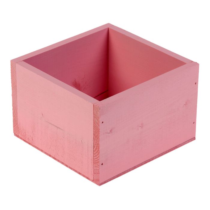 Ящик 15 х 15 см, розовый с мелованной вставкой 8 х 13 см