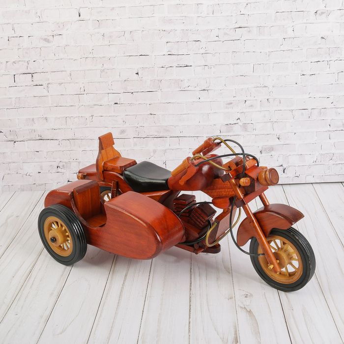 Сувенир дерево "Ретро. Мотоцикл с коляской" МИКС 18,5х38х16 см