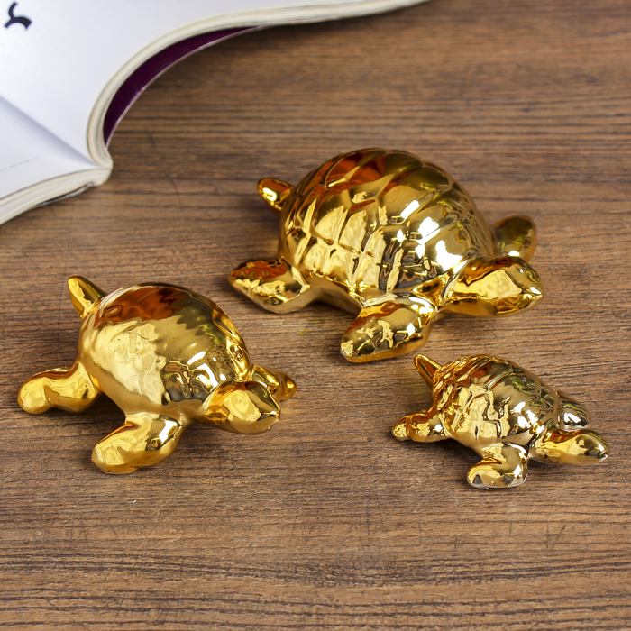 Сувенир керамика под золото "Три черепахи" набор 3 шт 3,5х11х8,2 см