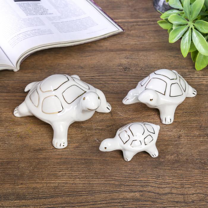 Сувенир керамика "Семья черепах" набор 3 шт 7,5х16х11,5 6,5х13х8,5 3,5х8,5х5,5 см