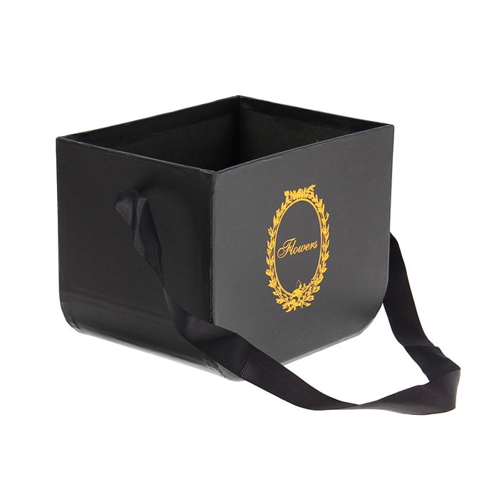 Переноска для цветов, цвет чёрный, 12 х 16 х 13 см