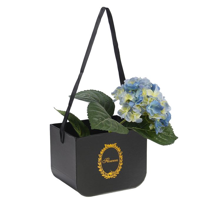 Переноска для цветов, цвет чёрный, 12 х 16 х 13 см