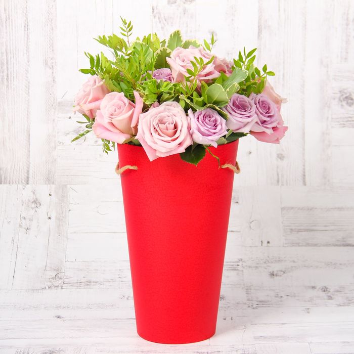 Переноска для цветов, красный, 19 х 19 х 31 см