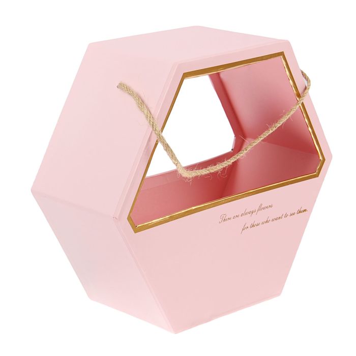 Переноска для цветов, розовый, 22 х 22 х 10 см