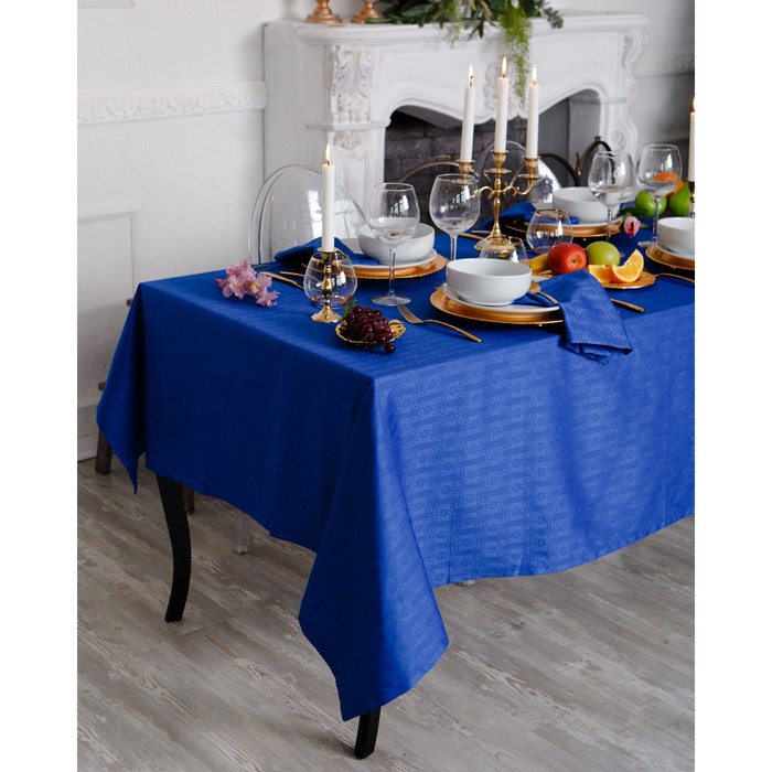 Набор столовый "Этель" Абстракция цв.Синий(скат140*180,салф 40*40-6шт), 100% хл, жаккард