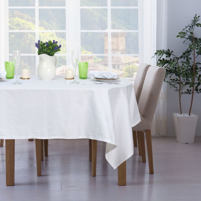 Набор столовый "Этель" Печворк цв.Белый(скат140*140,салф 40*40-4шт), 100% хл, жаккард