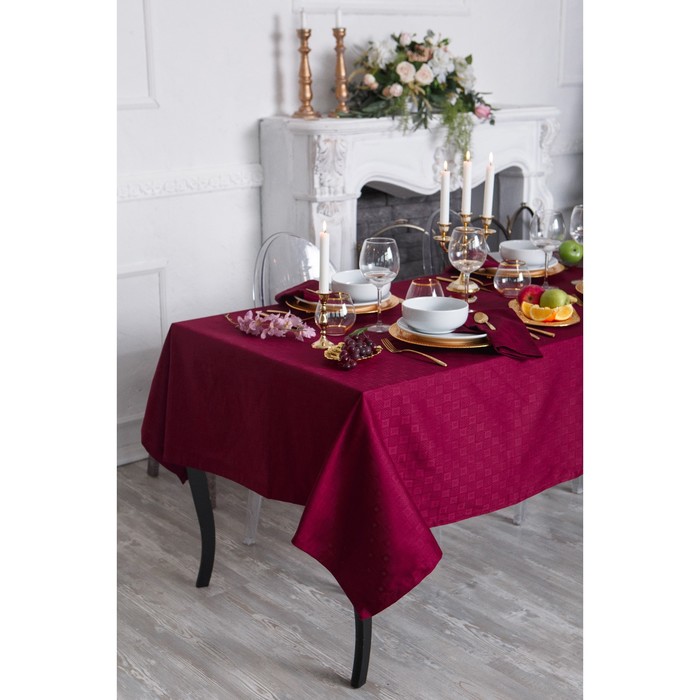 Набор столовый "Этель" Печворк цв.Бордо(скат140*180,салф 40*40-6шт), 100% хл, жаккард