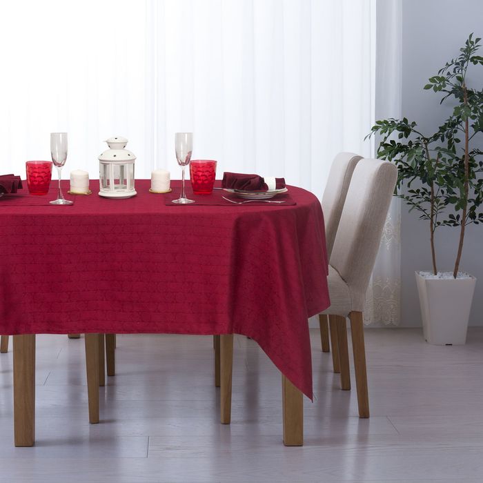 Набор столовый "Этель" Ромбы цв. Бордо (скатерть 140*140,салф 40*40-4шт), 100% хл, жаккард