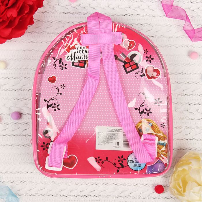 Набор косметики для девочки в рюкзачке тени 2,1 гр, помада 2,2 гр, блеск для губ 8 гр, аппликатор