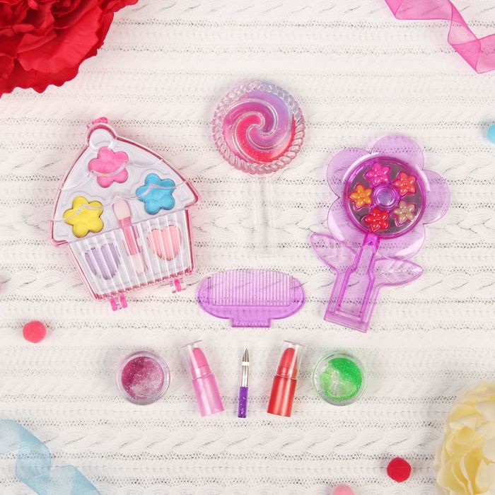 Набор косметики для девочки в рюкзачке тени 3,5 гр, помада 1,6 гр, блеск для губ 4 гр, аппликатор, к