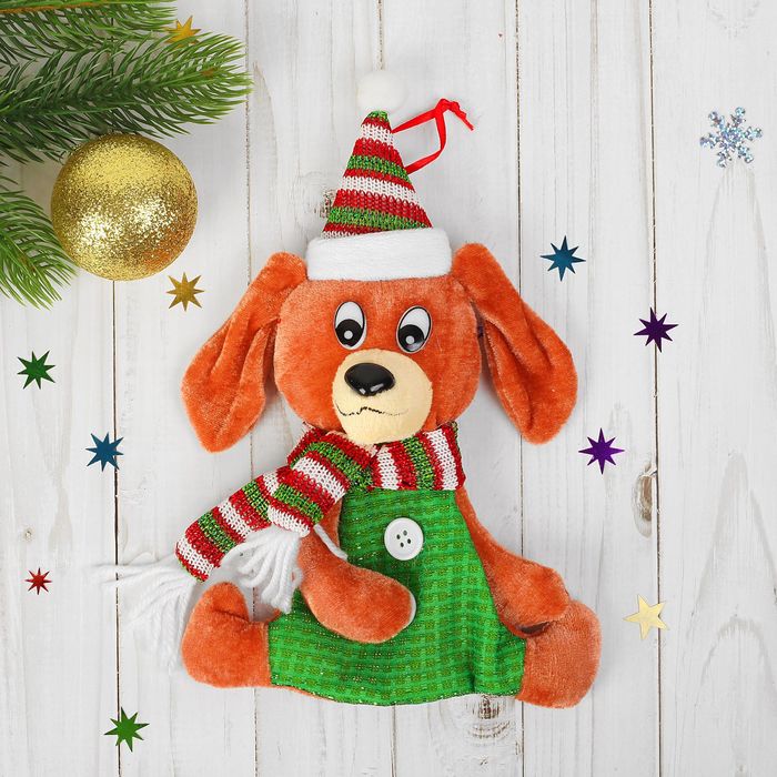 Подарочная упаковка "Собачка" зеленый животик, вместимость 100 гр.