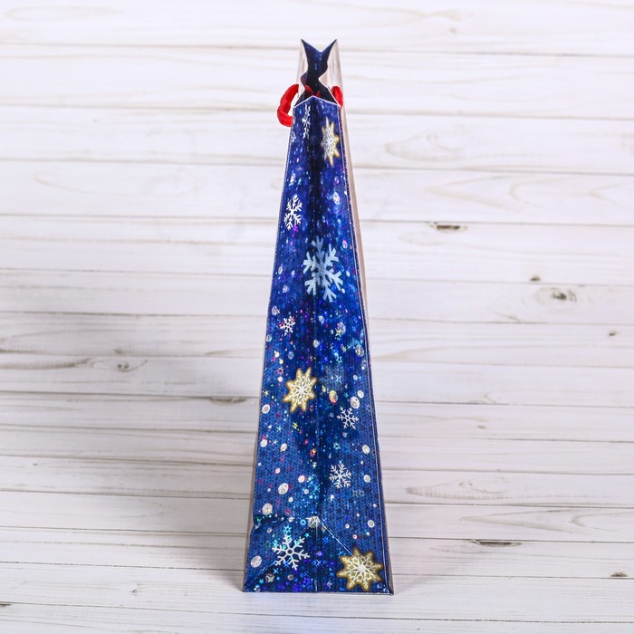 Пакет подарочный голография вертикальный «Новогоднее письмо», 23 x 27 × 8 см