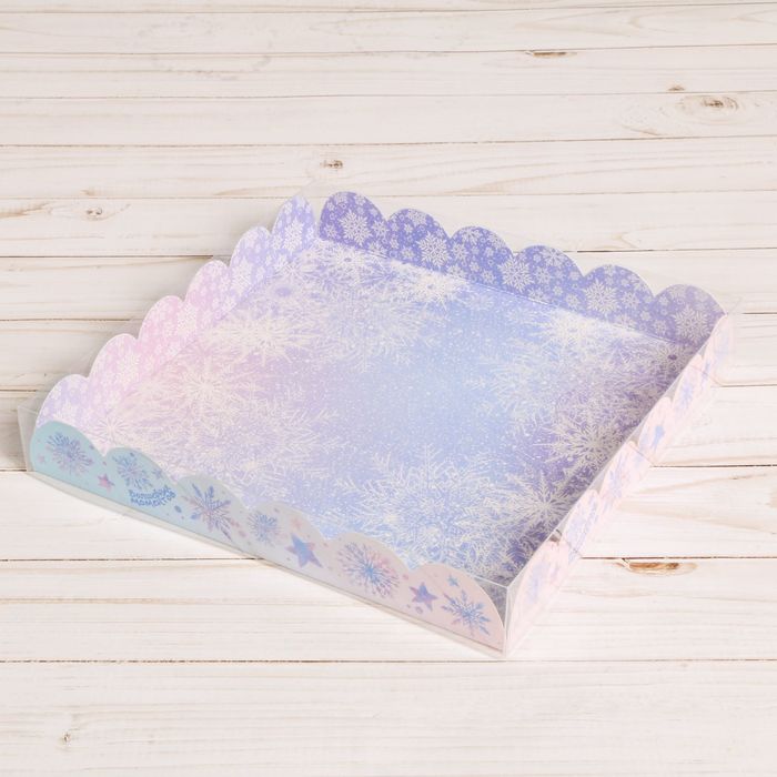 Коробка для кондитерских изделий с PVC крышкой «Исполнения желания», 21 х 21 х 3 см