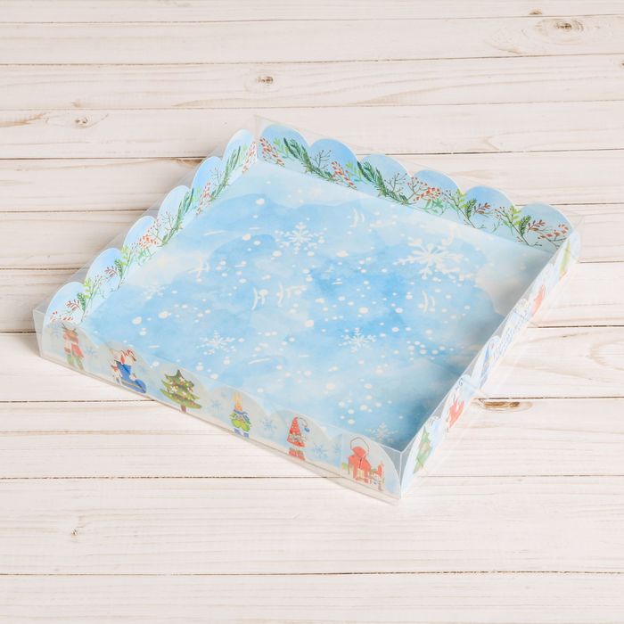 Коробка для кондитерских изделий с PVC крышкой «Радости», 21 х 21 х 3 см